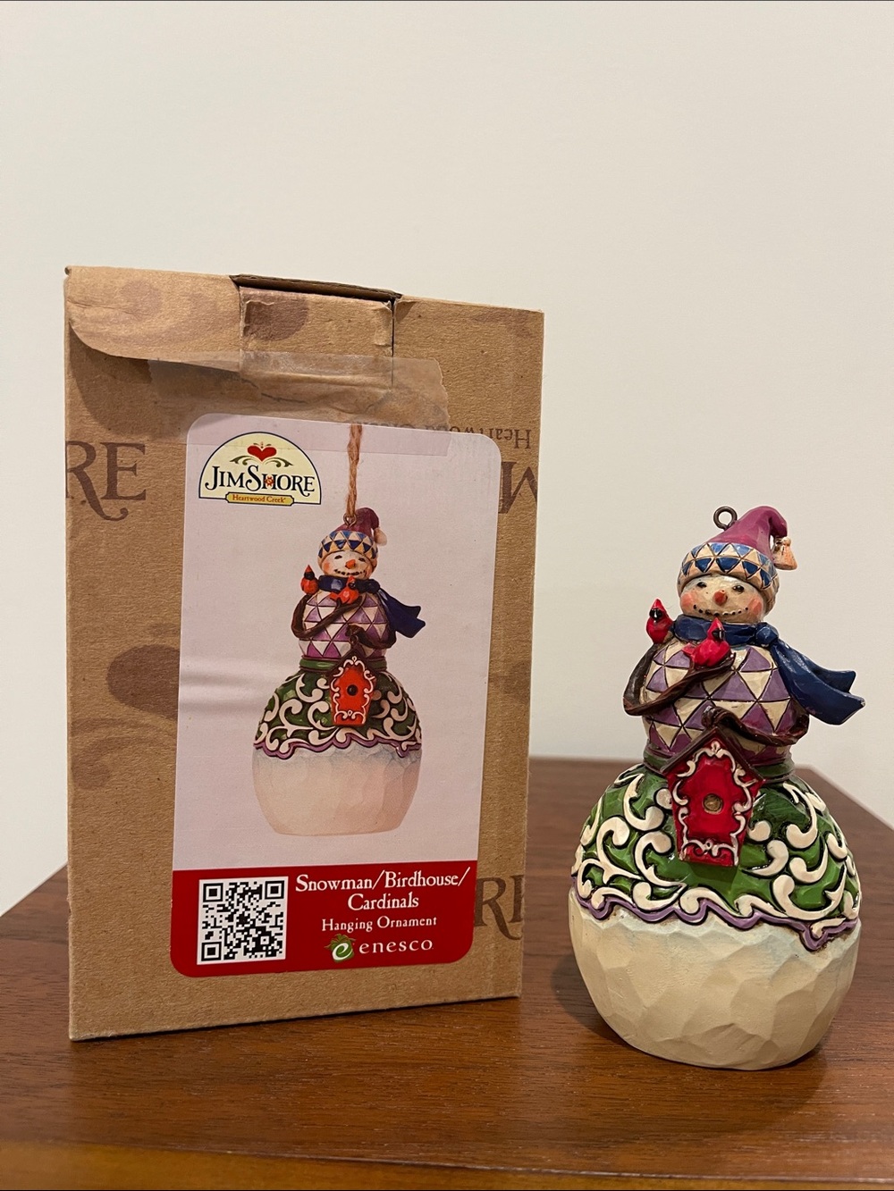 Jim Shore Snowman & Birdhouse with Cardinal Hanging Ornament